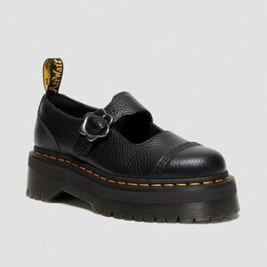 Doc Dr Martens Womens 9 Addina Flower Buckle Black Platform Mary Jane Shoes